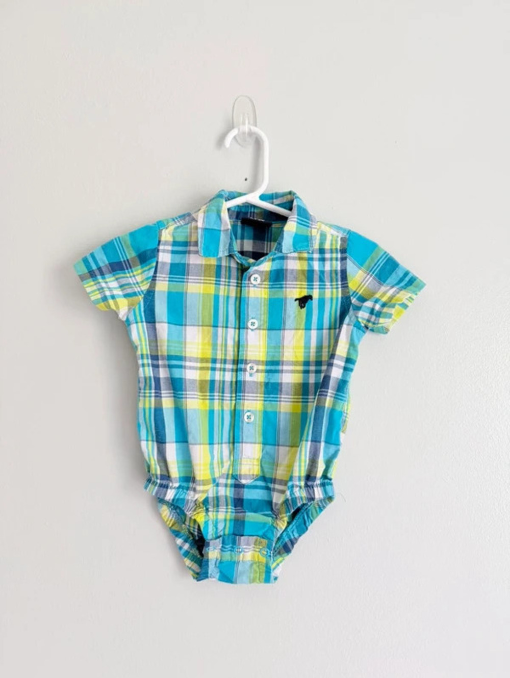 Wrangler Baby Plaid Button Down Bodysuit 6-9M